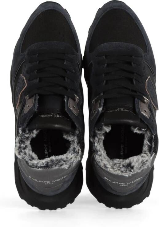 Philippe Model Leren en stoffen hoge sneakers Black Dames