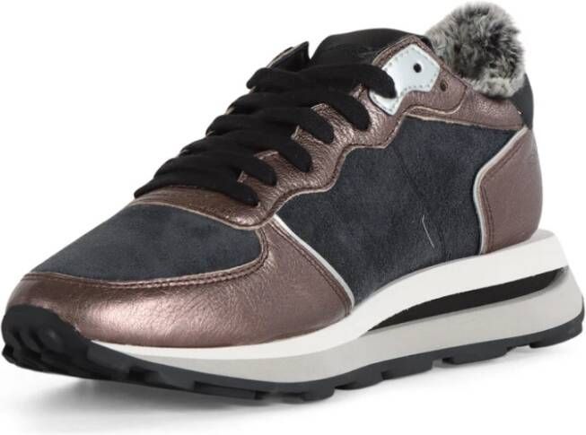 Philippe Model Leren en stoffen hoge sneakers Brown Dames