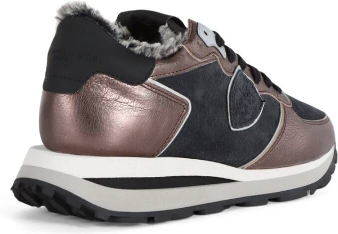 Philippe Model Leren en stoffen hoge sneakers Brown Dames