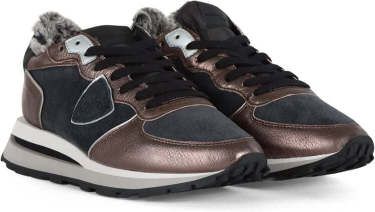 Philippe Model Leren en stoffen hoge sneakers Brown Dames