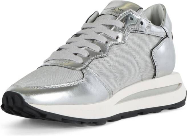 Philippe Model Leren en stoffen hoge sneakers Gray Dames