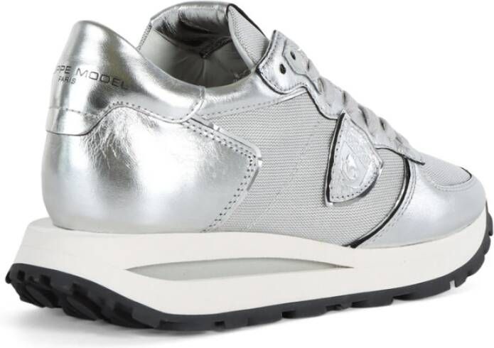 Philippe Model Leren en stoffen hoge sneakers Gray Dames