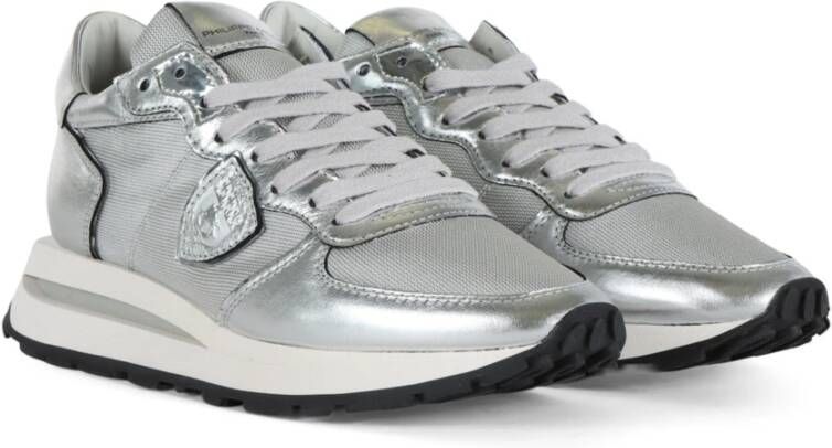 Philippe Model Leren en stoffen hoge sneakers Gray Dames