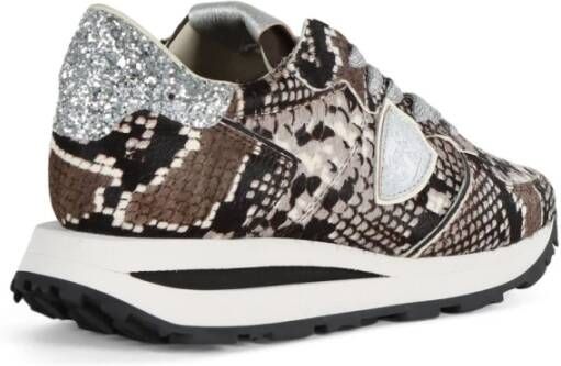 Philippe Model Leren Sneakers met Glitter Logo Multicolor Dames