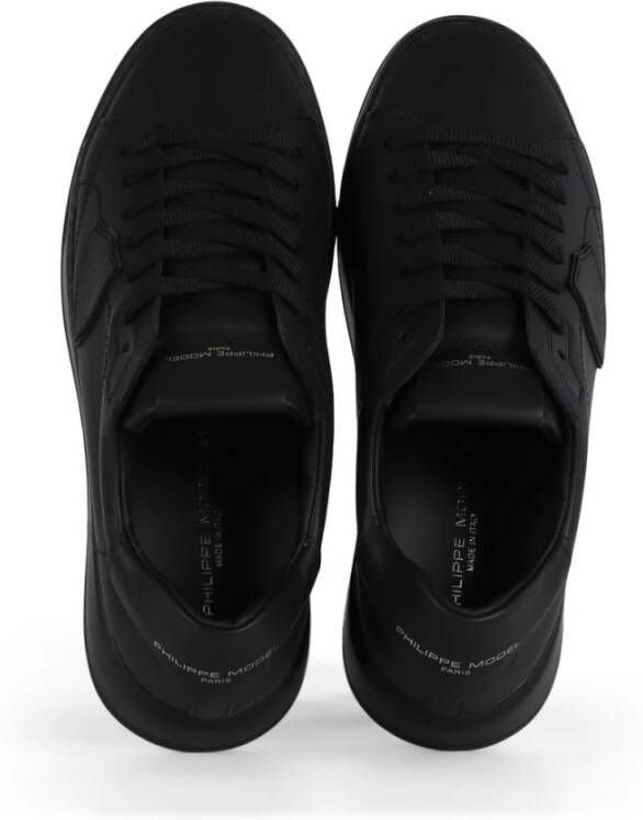 Philippe Model Leren Sneakers met Logo Patch Black Heren