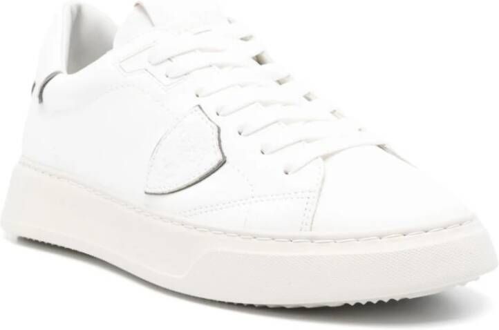 Philippe Model Leren sneakers met logoplaatje White Heren