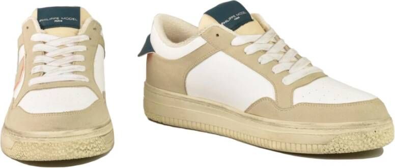 Philippe Model Leren Sneakers met Rubberen Zool Beige Heren