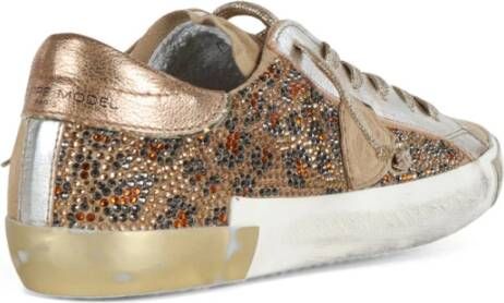 Philippe Model Leren Sneakers met Strass Versieringen Yellow Dames