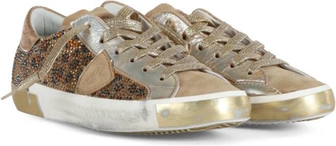 Philippe Model Leren Sneakers met Strass Versieringen Yellow Dames