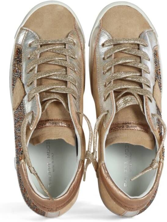 Philippe Model Leren Sneakers met Strass Versieringen Yellow Dames