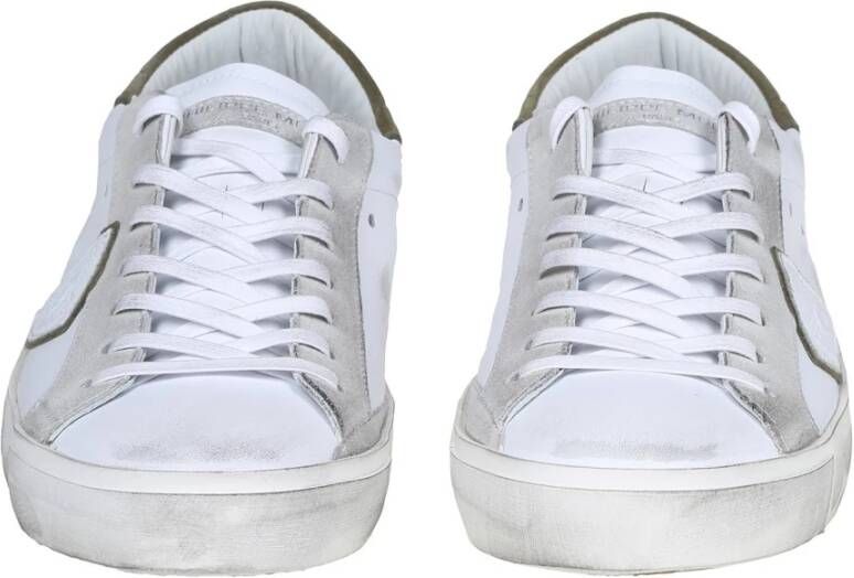 Philippe Model Leren Sneakers Wit Groen White Heren