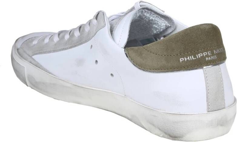 Philippe Model Leren Sneakers Wit Groen White Heren