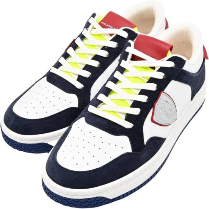 Philippe Model Lyon Low Sneakers in Wit Blauw Multicolor Heren