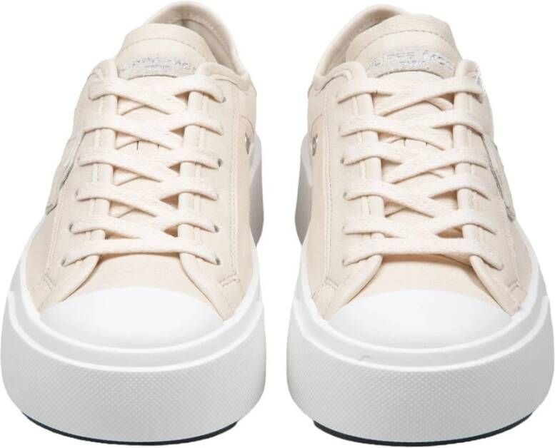 Philippe Model Melk Lage Sneakers met Zilveren Details Beige Dames