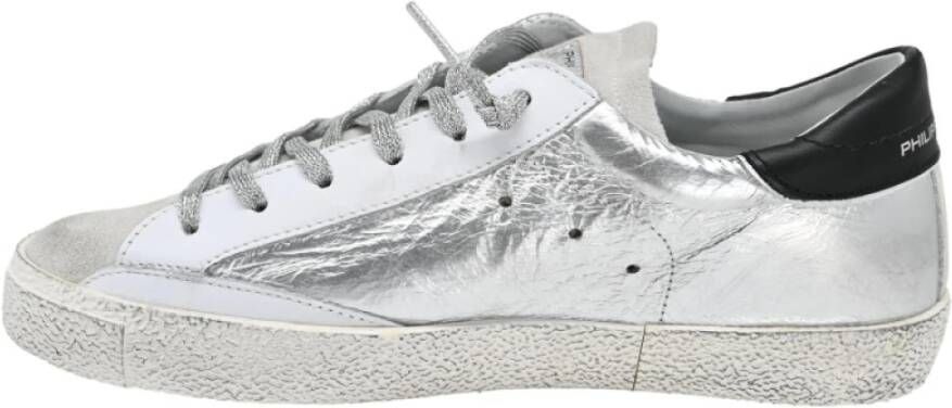 Philippe Model Metallic Lage Top Sneakers Zilver Gray Dames