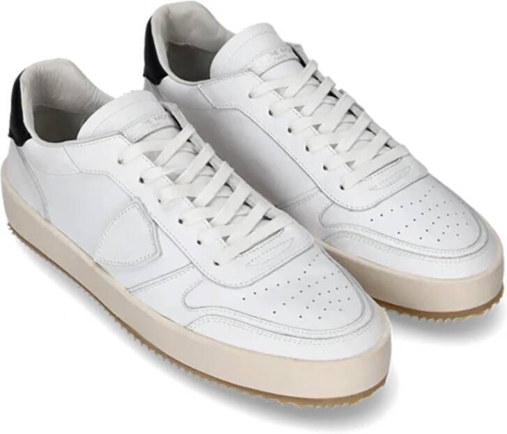 Philippe Model Mooie Zachte Leren Sneaker met Perforaties White Heren