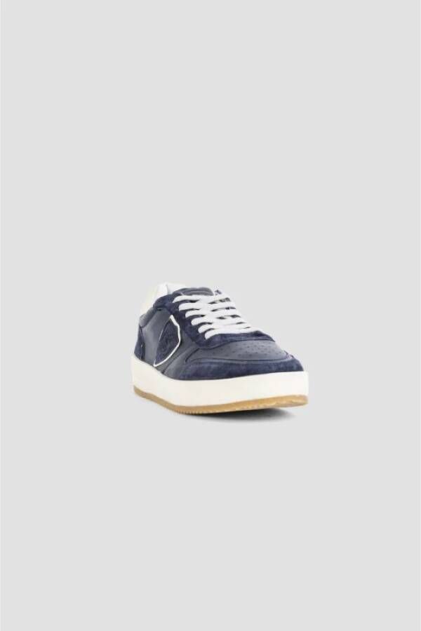 Philippe Model Navy Blauwe Lage Sneakers Blue Heren