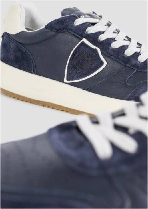 Philippe Model Navy Blauwe Lage Sneakers Blue Heren