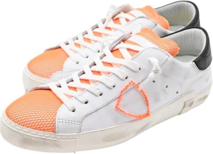 Philippe Model Neon Geborduurde Lage Top Sneakers White Heren