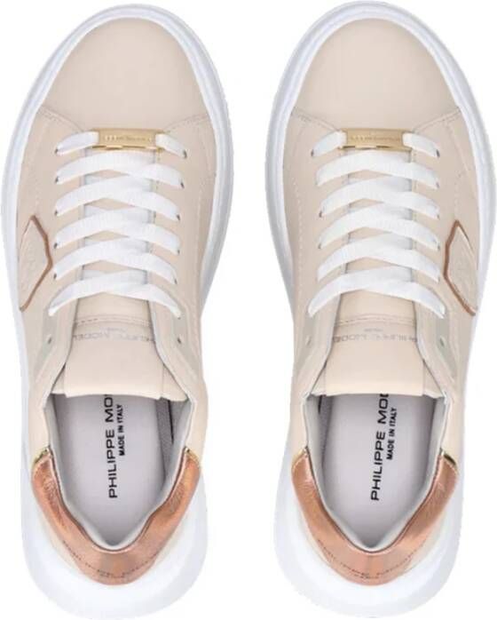 Philippe Model Nude leren sneaker met metallic details Beige Dames