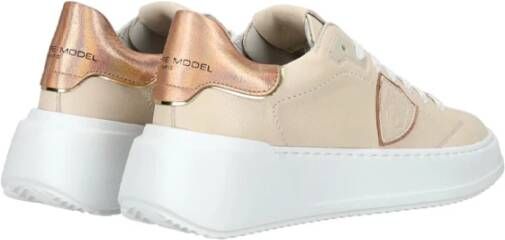 Philippe Model Nude leren sneaker met metallic details Beige Dames