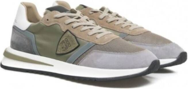 Philippe Model Nylon en Suède Lage Sneakers Green Heren