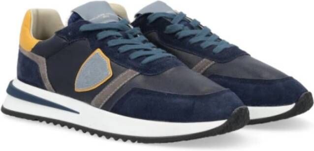 Philippe Model Nylon sneakers met leren details Blue Heren