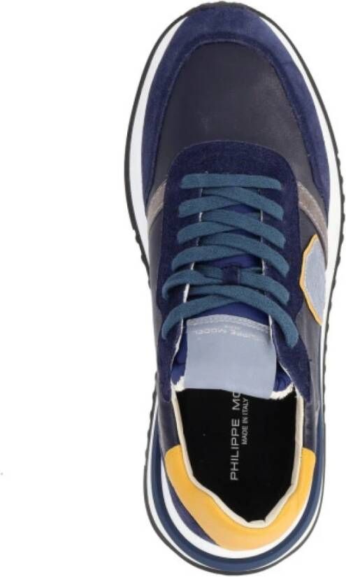 Philippe Model Nylon sneakers met leren details Blue Heren