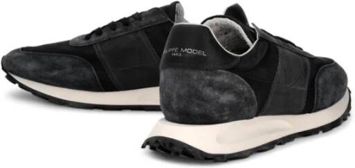 Philippe Model Nylon sneakers met suède details Black Heren