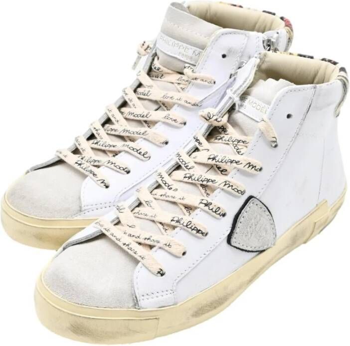 Philippe Model Paris High Animalier Sneakers Wit Rood White Heren