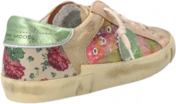 Philippe Model Paris Sequins Rose Floral Patch Sneakers Multicolor Dames