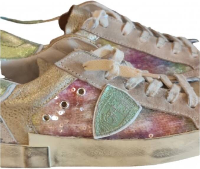 Philippe Model Paris Sequins Rose Floral Patch Sneakers Multicolor Dames