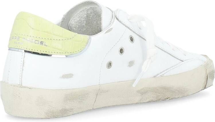 Philippe Model Paris X Leren Sneaker in Wit Geel en Roze White Dames