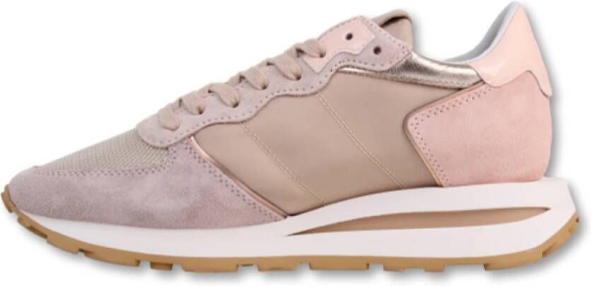 Philippe Model Poederroze Suède Sneakers 70's Stijl Pink Dames