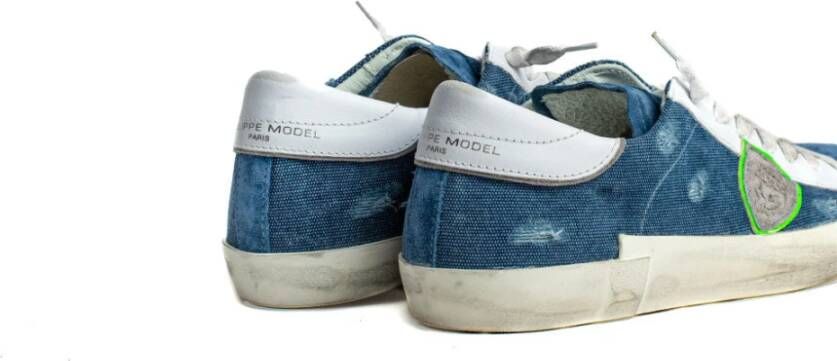 Philippe Model Vintage Blauw Wit Sneakers Blue Heren