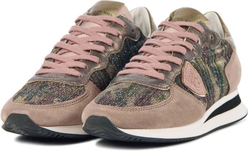 Philippe Model Roze Leren Sneakers Pink Dames