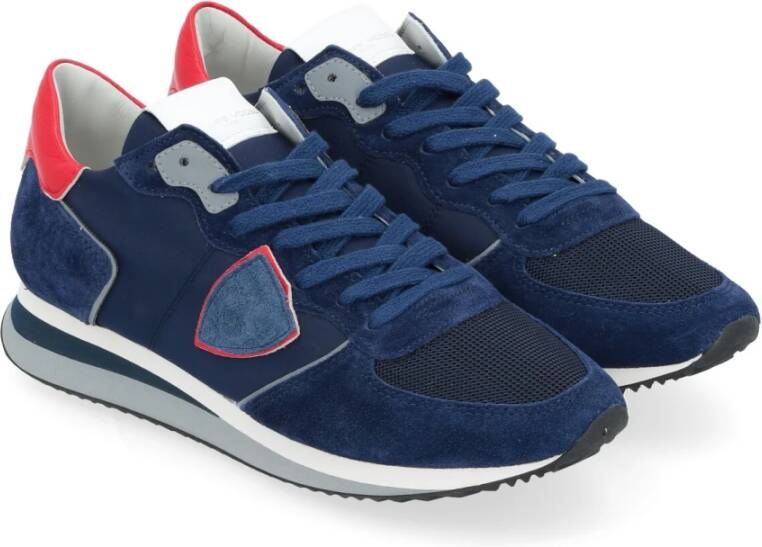 Philippe Model Tropez X Blauw en Rood Sneakers Blauw Heren