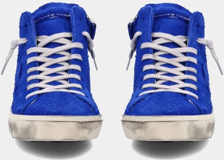 Philippe Model Hoge Heren Sneakers Parijs Blauw Klein Detail Blauw Heren