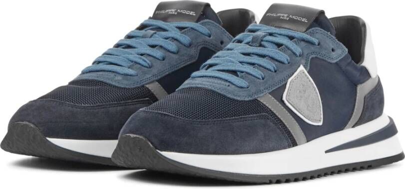 Philippe Model Blauwe Suède Sneakers Blauw Heren