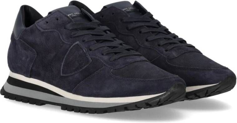 Philippe Model Blauwe Suède Trpx Lage Sneaker Blauw Heren