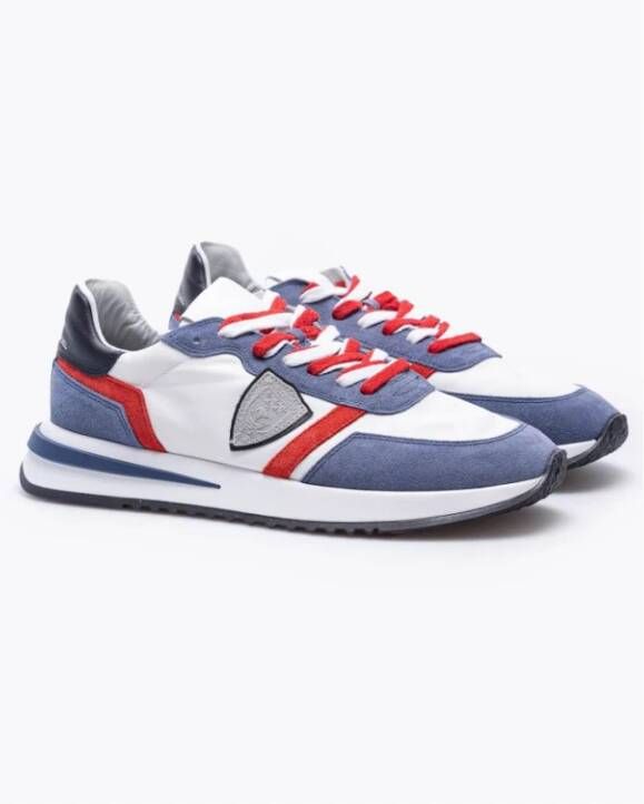 Philippe Model Multicolor sneakers met opvallende zijdelingse snit en rubberen zool Blauw Heren