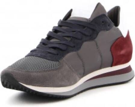 Philippe Model Anthracite Bordeaux Leren Sneakers Grijs Heren