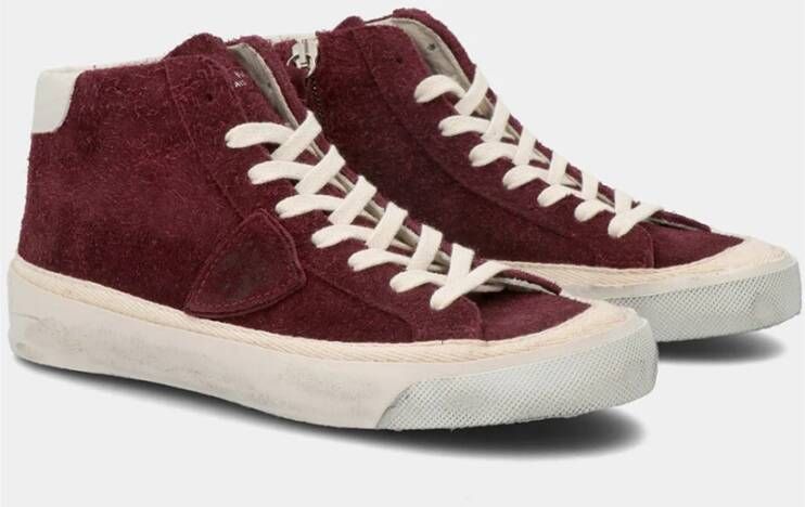 Philippe Model Vintage Bordeaux Leren Sneakers Rood Dames