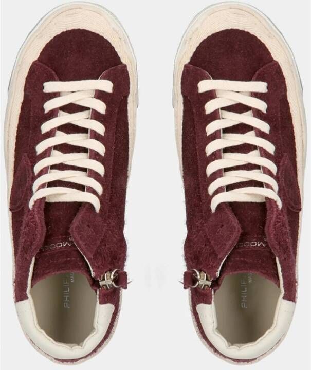 Philippe Model Vintage Bordeaux Leren Sneakers Rood Dames