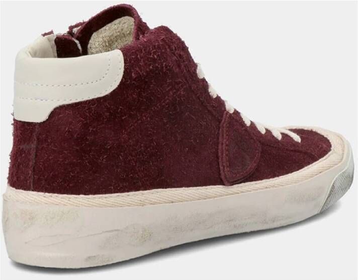 Philippe Model Vintage Bordeaux Leren Sneakers Rood Dames