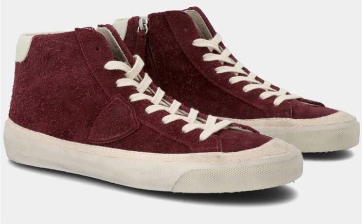 Philippe Model Plaisir Vintage Leren Sneakers Rood Heren