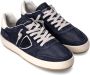 Philippe Model Blauwe Leren Sneakers met Zilveren Logo Blue Heren - Thumbnail 5