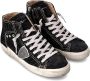 Philippe Model Zwarte Hoge Sneakers Leer Suède Glitter Black Dames - Thumbnail 6