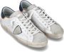 Philippe Model Blauwe Leren Sneakers met Logo Patch White Heren - Thumbnail 2