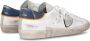 Philippe Model Blauwe Leren Sneakers met Logo Patch White Heren - Thumbnail 3